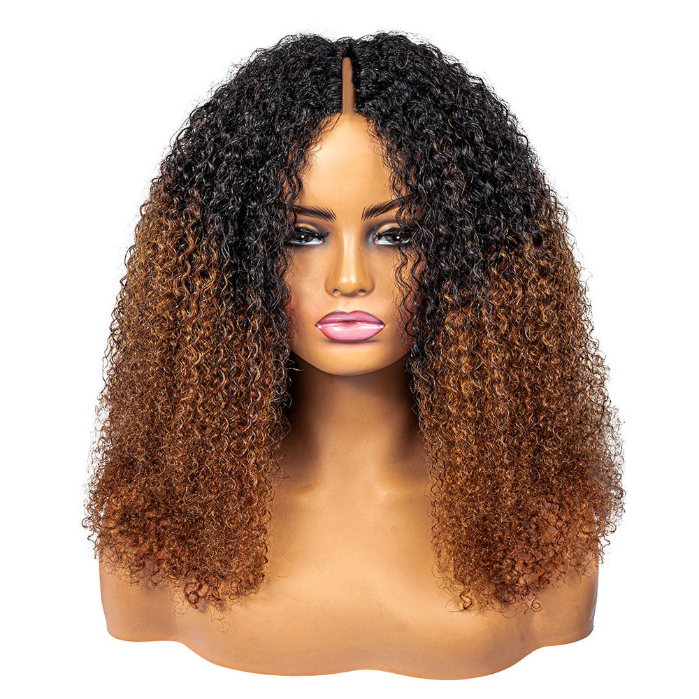 No Leave Out I Part Curly Wig Brown Color