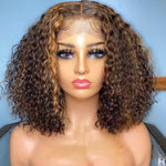 Mix Brown Color Celebrity Style 5x5 Curly Bob Wig