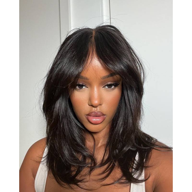 4x4 Lace Curtain Bang Undetectable Body Wave Wig