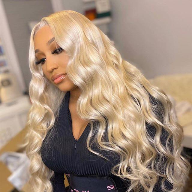 Body Wave Human Hair Wigs Blonde 613 Frontal Lace Wig