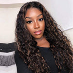 Water Wave Human Hair Lace Front Wigs Highlight Brown Long Wigs P1b/30
