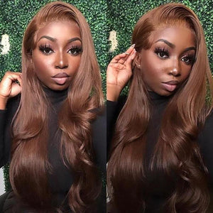 Chestnut Brown Warm Chocolate Color Hair 180% Density Frontal Lace Wig