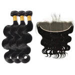 3pcs Virgin Hair Bundles With Pre Plucked 13x4 Lace Frontal