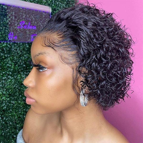 Summer Trends Curly Pixie Wig Compact Lace Frontal Wig